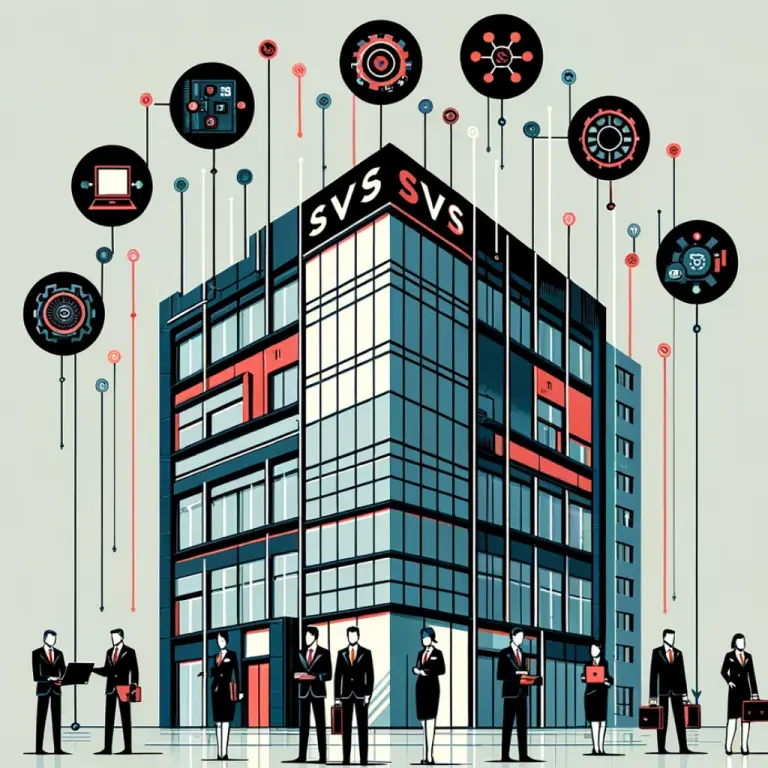 Illustrated multi-story building with ‘SVS’ signage representing Summit Venture Studio